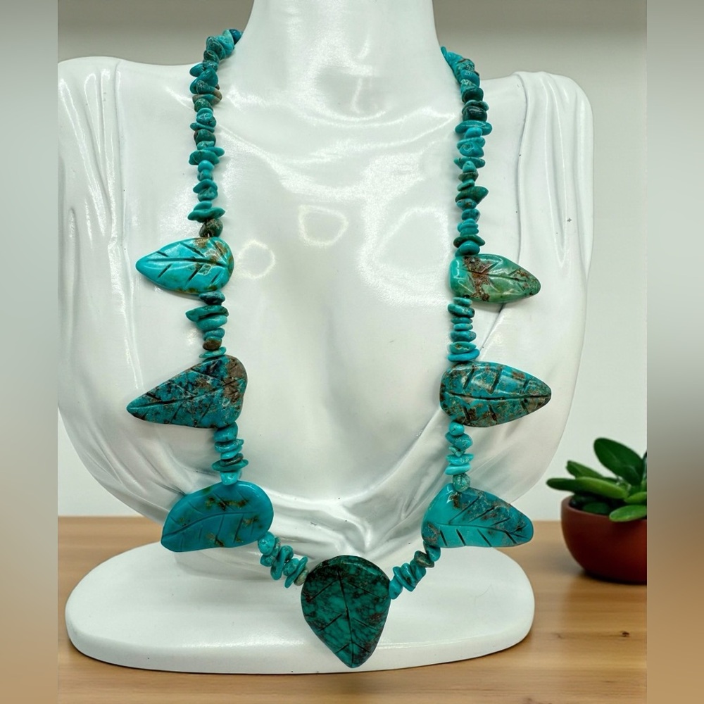 Jay King Desert Rose Trading Sterling Silver Turquoise 7-Leaf Pendant Necklace